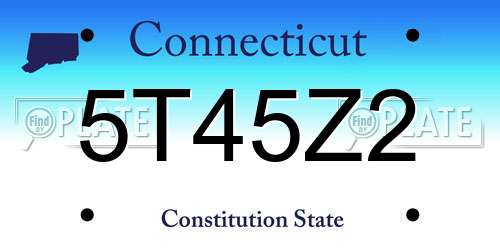 5T45Z2 Connecticut License Plate