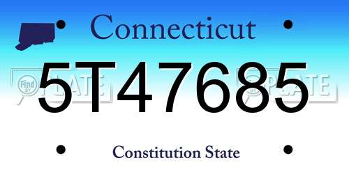 5T47685 Connecticut License Plate