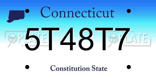5T48T7 Connecticut License Plate