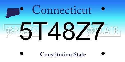 5T48Z7 Connecticut License Plate