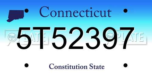 5T52397 Connecticut License Plate