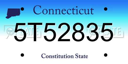5T52835 Connecticut License Plate