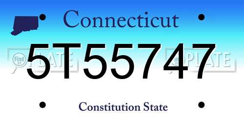 5T55747 Connecticut License Plate