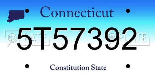 5T57392 Connecticut License Plate