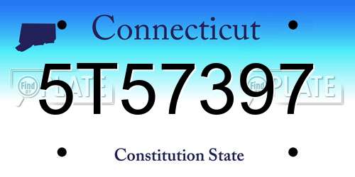 5T57397 Connecticut License Plate