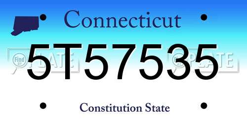 5T57535 Connecticut License Plate