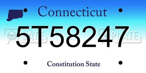 5T58247 Connecticut License Plate
