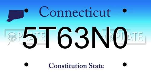 5T63N0 Connecticut License Plate