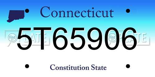 5T65906 Connecticut License Plate