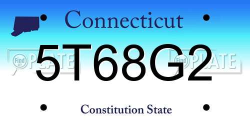 5T68G2 Connecticut License Plate