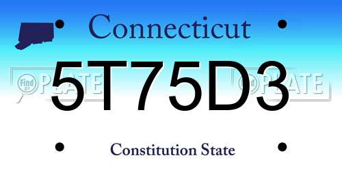 5T75D3 Connecticut License Plate
