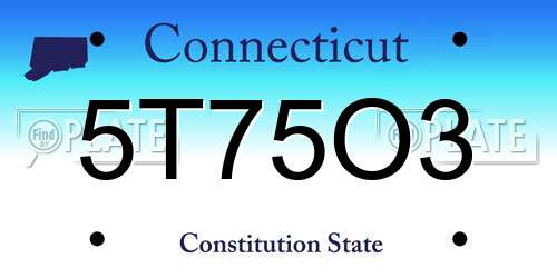 5T75O3 Connecticut License Plate