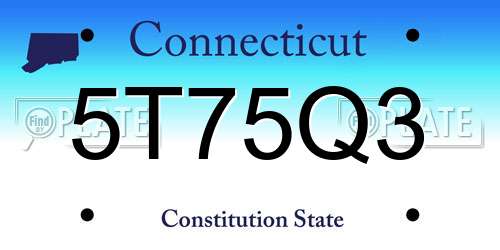 5T75Q3 Connecticut License Plate