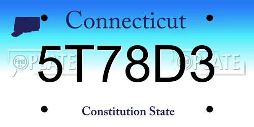 5T78D3 Connecticut License Plate