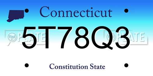 5T78Q3 Connecticut License Plate