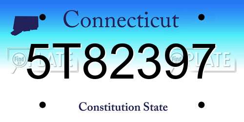 5T82397 Connecticut License Plate