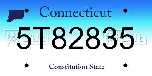 5T82835 Connecticut License Plate