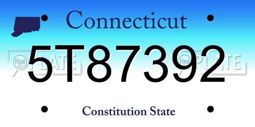 5T87392 Connecticut License Plate
