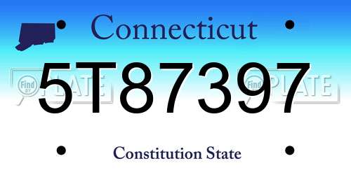 5T87397 Connecticut License Plate