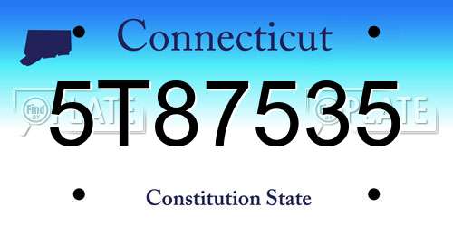 5T87535 Connecticut License Plate