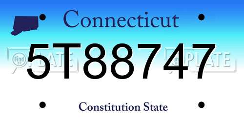 5T88747 Connecticut License Plate