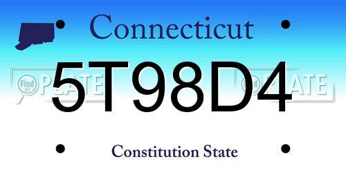 5T98D4 Connecticut License Plate