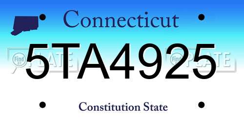 5TA4925 Connecticut License Plate