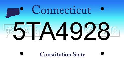 5TA4928 Connecticut License Plate