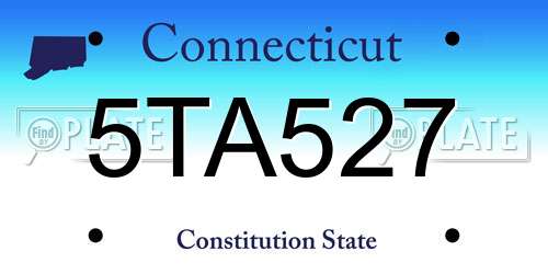 5TA527 Connecticut License Plate