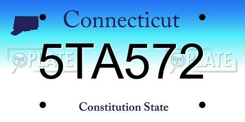 5TA572 Connecticut License Plate