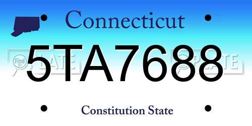 5TA7688 Connecticut License Plate