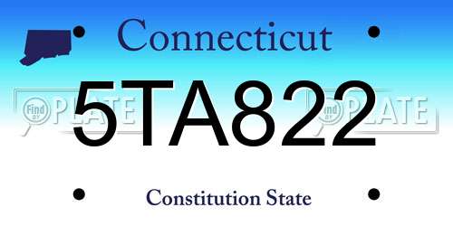 5TA822 Connecticut License Plate