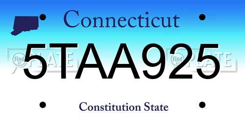 5TAA925 Connecticut License Plate