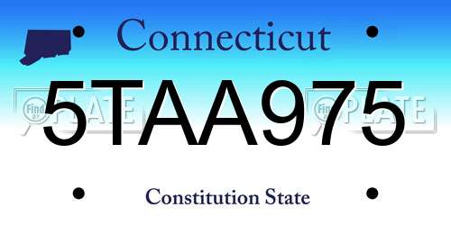 5TAA975 Connecticut License Plate