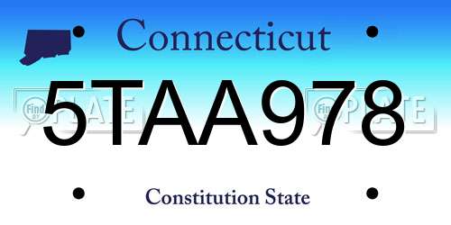 5TAA978 Connecticut License Plate