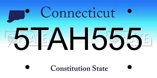 5TAH555 Connecticut License Plate