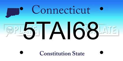 5TAI68 Connecticut License Plate