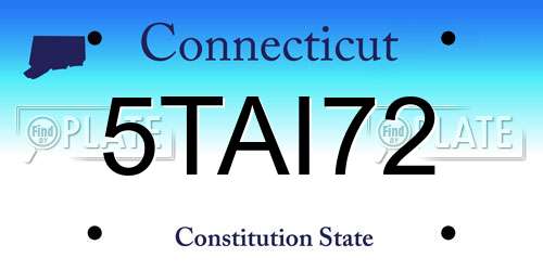 5TAI72 Connecticut License Plate