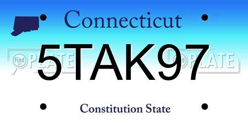 5TAK97 Connecticut License Plate
