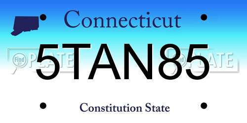5TAN85 Connecticut License Plate
