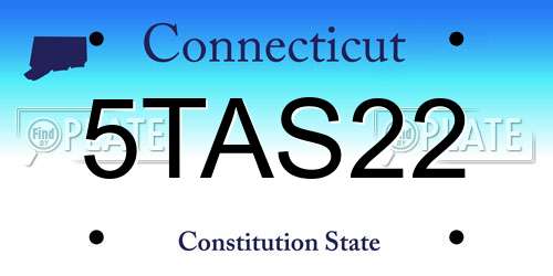 5TAS22 Connecticut License Plate