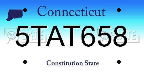 5TAT658 Connecticut License Plate