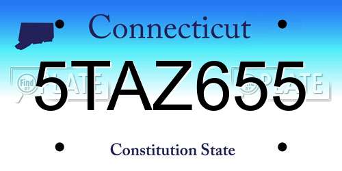 5TAZ655 Connecticut License Plate