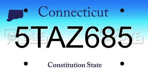 5TAZ685 Connecticut License Plate