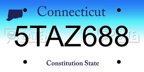 5TAZ688 Connecticut License Plate