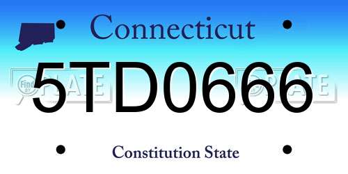 5TD0666 Connecticut License Plate