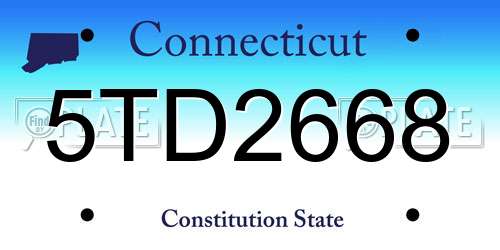 5TD2668 Connecticut License Plate