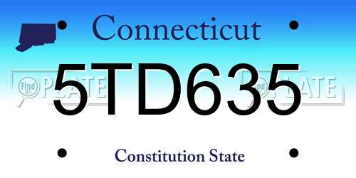 5TD635 Connecticut License Plate