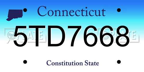 5TD7668 Connecticut License Plate