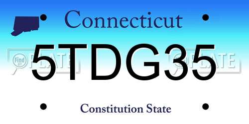 5TDG35 Connecticut License Plate